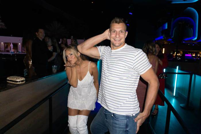 Camille Kostek and Rob Gronkowski at Night Two of the SI Swimsuit 2022 launch weekend.